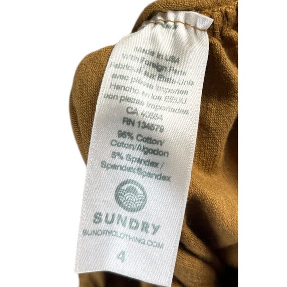 Sundry Mini Dress Women's Size 4 Yellow Cotton Blend Sleeveless - Picture 6 of 6